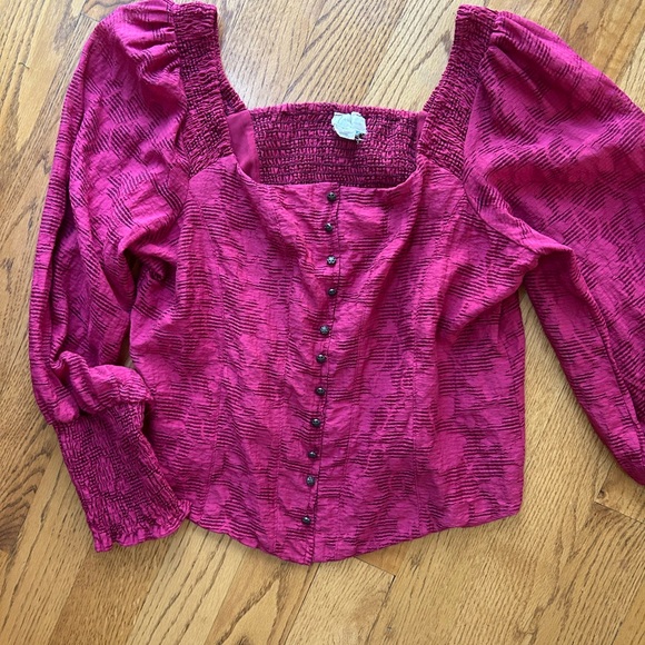 Anthropologie Textured Puff-Sleeve Blouse - Picture 4 of 8
